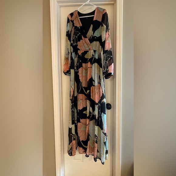 Lulu's Black Floral Long Sleeve Dress - Picture 5 of 5